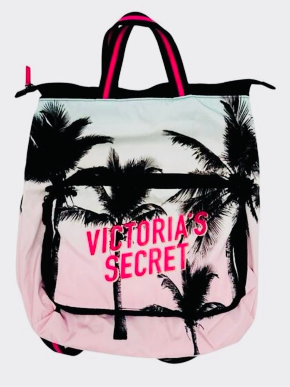 Victoria's Secret Pink and Black Palm-Print Backpack